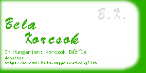 bela korcsok business card